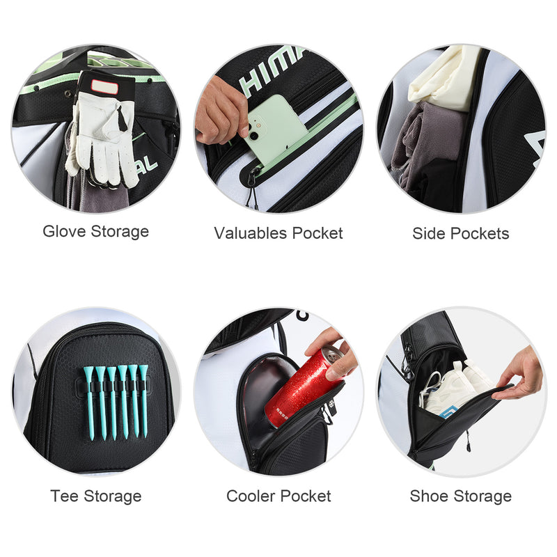 14-Way Full Length Premium Golf Cart Bag-Black White